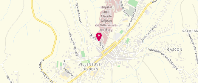 Plan de COUREAU Véronique, Rue de l'Hopital, 07170 Villeneuve-de-Berg
