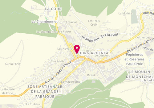 Plan de HEURTIER Huguette, Place Alfred Guyotat, 42220 Bourg-Argental