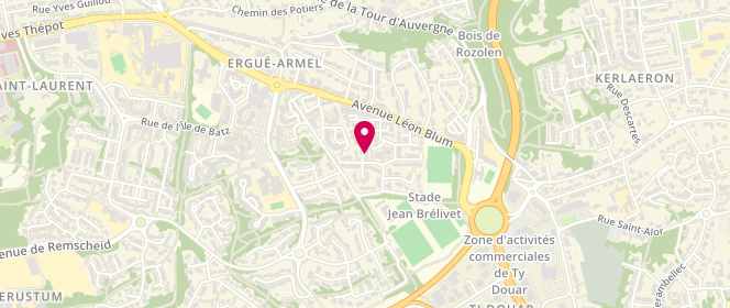 Plan de ROUSSEAUX-GOUENNOU Nelly, 3 Rue Perceval, 29000 Quimper