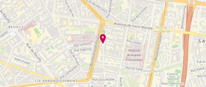 Plan de Docteur Tristan Cuniot, 29 Rue Sibuet, 75012 Paris
