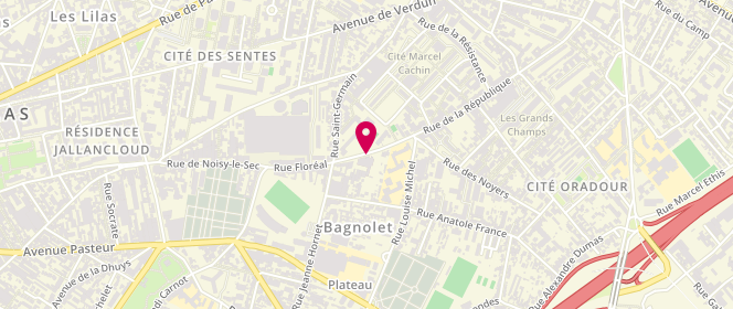 Plan de FONKOUA Hortense, 40 Rue Floréal, 93170 Bagnolet