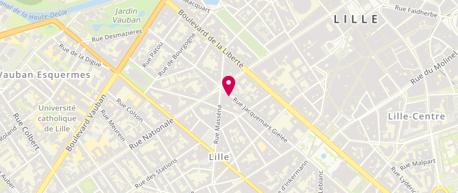 Plan de LUTUN-THOMINE Catherine, 73 Rue Jacquemars Gielee, 59800 Lille